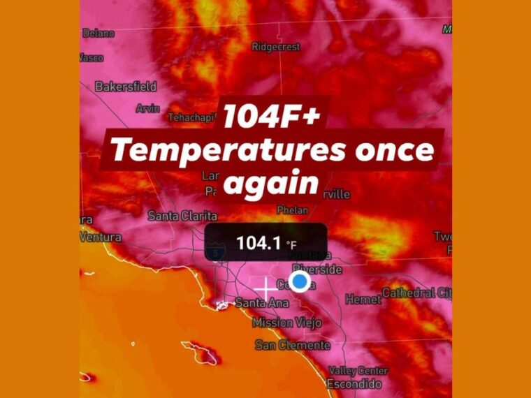 104-Degree October Heat Bakes Riverside, Corona, Santa Clarita, and Inland Southern California Valleys Hotter Than Las Vegas and Phoenix Before Weekend Cooldown