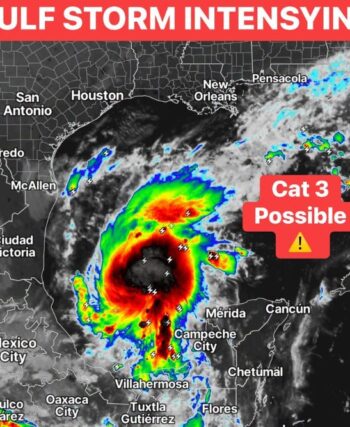 Gulf Storm Rapidly Organizes in the Bay of Campeche as Overnight Models Show Possible Category 3 Strength Before Reaching the Gulf Coast