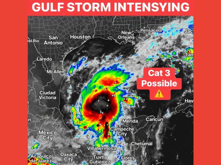 Gulf Storm Rapidly Organizes in the Bay of Campeche as Overnight Models Show Possible Category 3 Strength Before Reaching the Gulf Coast