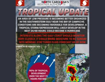 Gulf System Jumps to 90 Percent Development Chance as Possible Hurricane Isaias Threatens Louisiana and Florida Panhandle Before Rain Possibly Reaches North Carolina Sunday