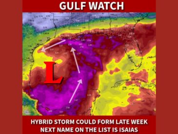 Heavy Rain, Gusty Winds, and Coastal Flooding Threaten Southeast Texas, Louisiana, and Florida Panhandle as Hybrid Gulf Storm Isaias Could Form This Week