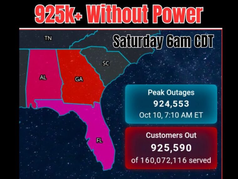 Isaias Leaves Nearly One Million Power Customers in the Dark Across Florida, Alabama, and Georgia as Outages Top 925,000 Early Saturday Morning