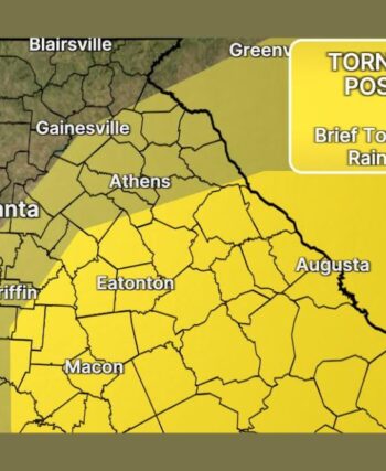 Isaias Rain Bands Bring Level 2 Tornado Threat to Macon, Eatonton, and Augusta Saturday as Downed Trees and Flash Flooding Threaten Metro Atlanta