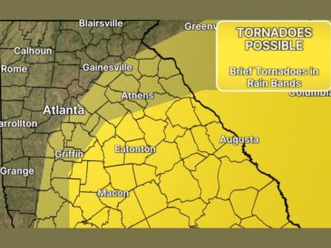 Isaias Rain Bands Bring Level 2 Tornado Threat to Macon, Eatonton, and Augusta Saturday as Downed Trees and Flash Flooding Threaten Metro Atlanta