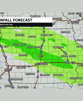 Scattered Showers and a Few Storms Bring a Tenth to a Quarter Inch of Rain to Ames, Fort Dodge, Waterloo, and Cedar Rapids Tonight