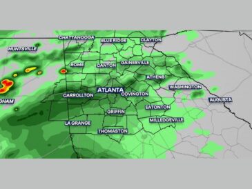Widespread Rain Soaks Atlanta, Rome, Athens, and Gainesville Sunday Into Monday With Heavy Downpours and Wet Roads Lingering for the Morning Commute